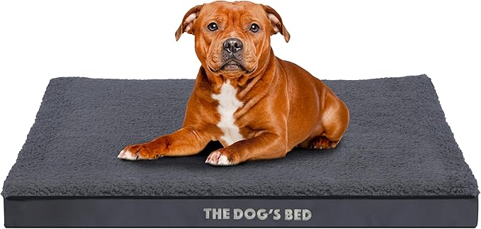 The Dog’s Bed Orthopedic Dog Bed, Large Grey Plush, Waterproof, Supportive Dog Bed with Washable Replaceable Covers, Veterinary Approved