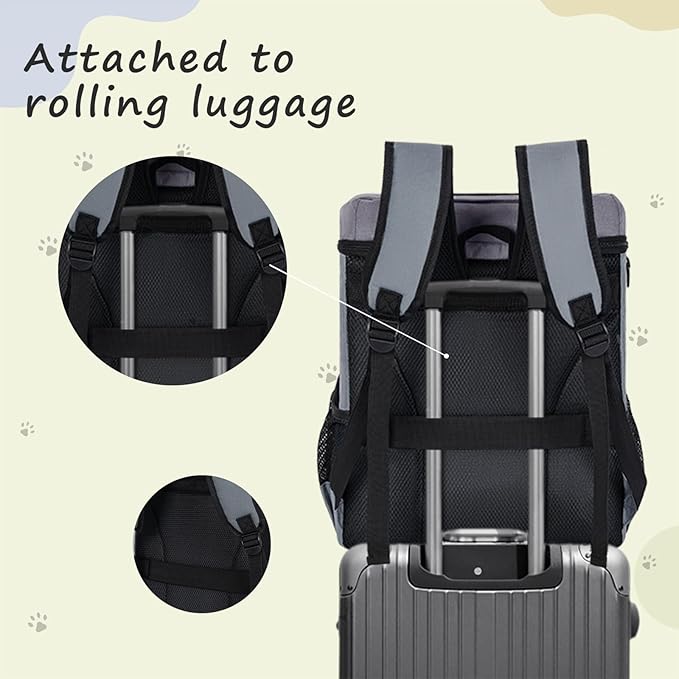 ANILD Dog Travel Backpack - Airline Approved Double-layer Pet Travel Bag Accessories with 2 Food Storage Bag and 2 Foldable Silicone Bowls for Hiking & Camping