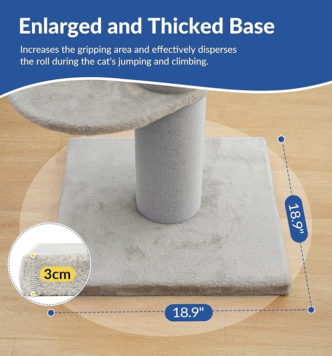 Cat Craft Cat Scratching Post with Bed Carpet Scratching Post with Perch Cat Pole for Indoor Cats Cat Tree Tower, Light Grey