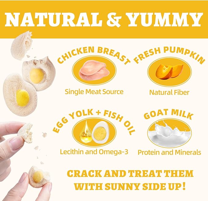 Wellix SunnyBites Freeze Dried Chicken Treats for Cat&Dog - Healthy Cat Treats for Indoor Cats -Supports Immunity&Gut Healthy for Training Kitten Snack or Puppy Treat 3.5oz