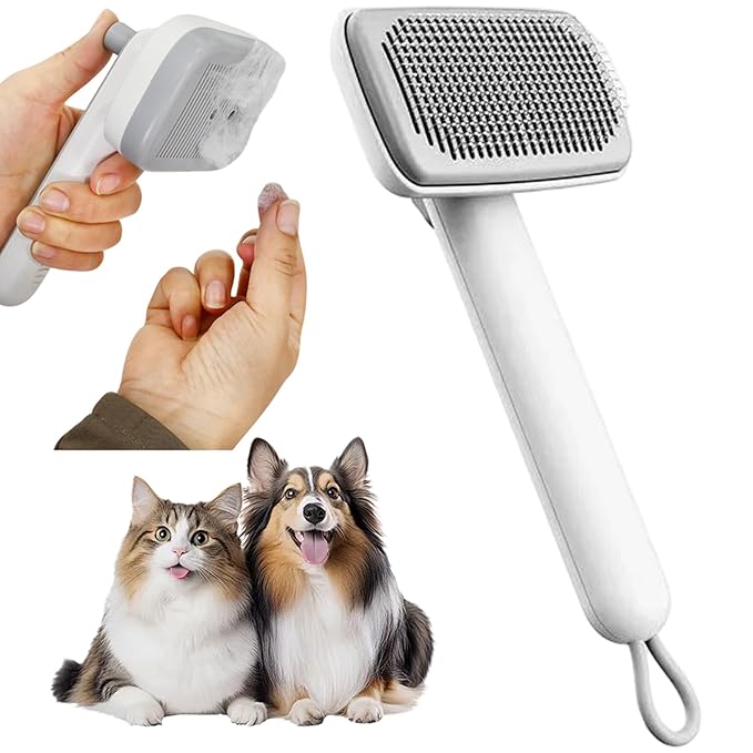 Cat Brush Antistatic Soft One-Touch Self-Cleaning Cat Hair Removal Ion Generator Pet Brush Hair Removal for Shedding Grooming Dog Pet Comb.-