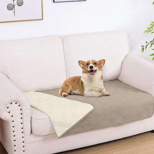 hyha Waterproof Dog Blanket, Reversible Pet Bed Blanket, Soft Sofa Couch Cover for Dogs Washable, Waterproof Pet Couch Covers for Sofa Puppy Cats Furniture Protector(30"x53", Taupe/Beige)