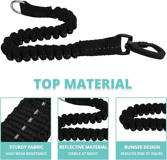 jenico Long Dog Leash 10FT: Heavy Duty Rope Leashes for Dogs Training with Swivel Lockable Hook Reflective Threads Bungee and Padded Handle - Dog Lead for Large Small Medium Dogs Outside Walking