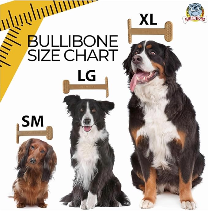 Bullibone Nylon Dog Chew Toy for Aggressive Chewers - Dental Hygiene Bone with Bacon Flavor, Durable Tough Chew Toys for Large Dogs, Indestructible Dog Bone - 3 Pack