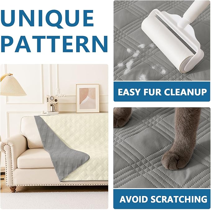 hyha Waterproof Dog Blanket, Reversible Pet Bed Blanket, Soft Sofa Couch Cover for Dogs Washable, Waterproof Pet Couch Covers for Sofa Puppy Cats Furniture Protector(40"x80", Grey/Beige)