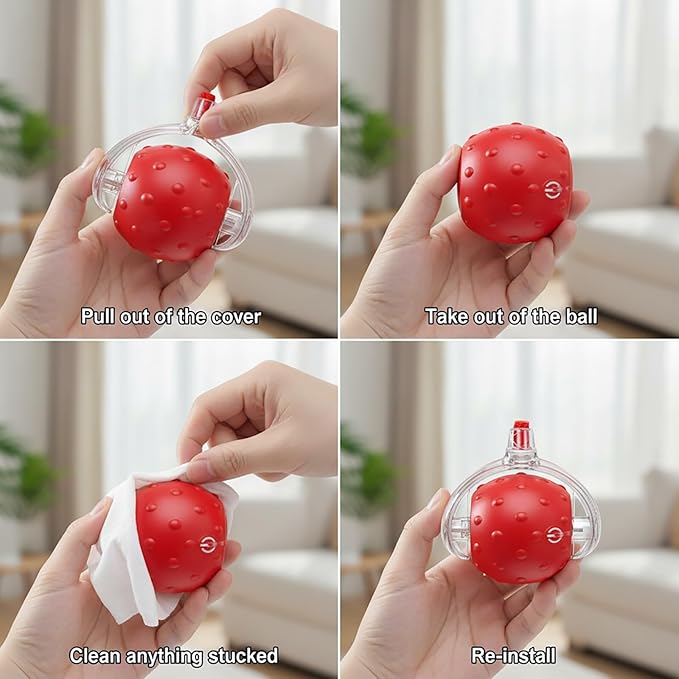 Interactive Cat Toys Ball for Cats - Upgrade Automatic Cat Toys for Indoor Cats, 3 Modes 2 Speed Moving Cat Ball (Red)