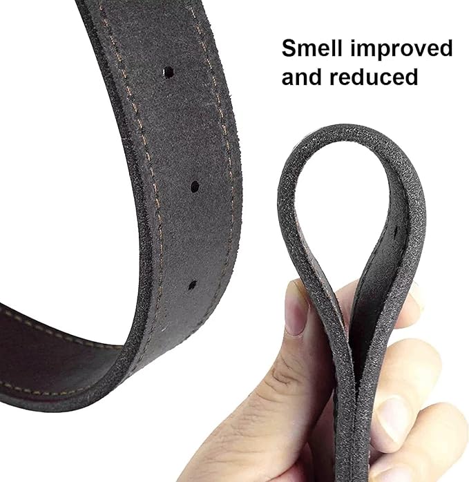 Didog Genuine Leather Dog Collars with Engraved Nameplate, Personalized Soft Leather Dog Collar with Custom ID Tag, Brown/Green/Red for Medium Large Dogs (L,Black)