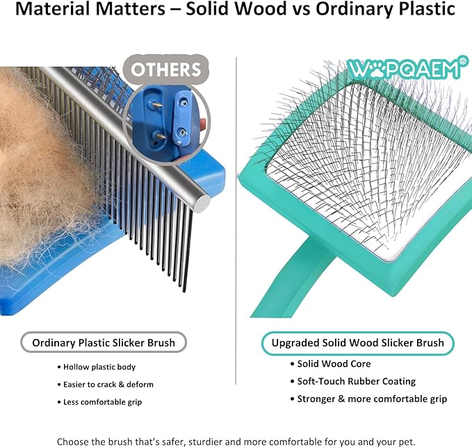 Slicker Brush for Dogs, Long Pin Dog Grooming Brush for Goldendoodles, Poodles, Doodles & More, Includes Bonus Pet Comb, Perfect for De-Shedding, Dematting & Reducing Tangles. Large, Green