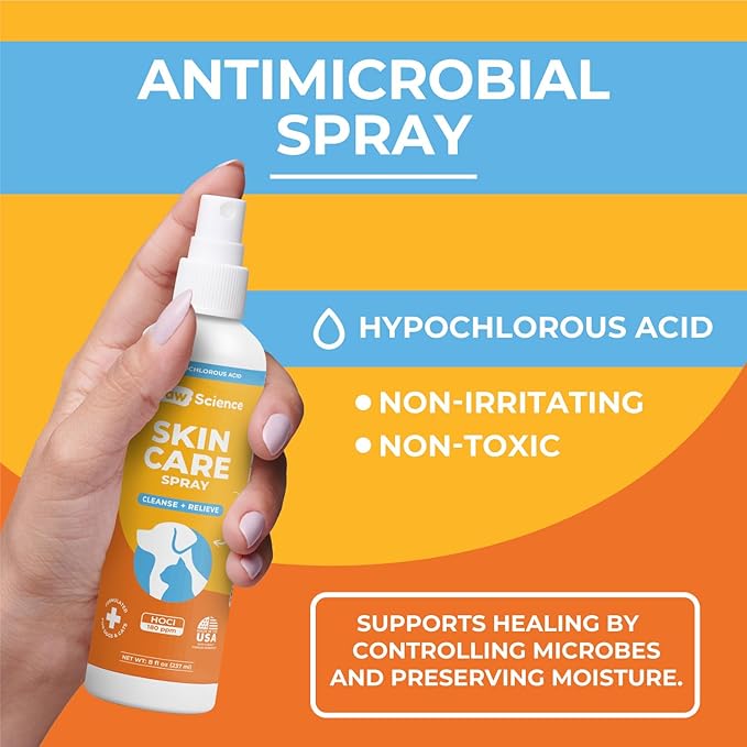 Skin & Wound Care Spray for Dogs & Cats – Lick-Safe Antiseptic Healing Aid, Itch Relief & Skin Repair Treatment for Hot Spots, Rashes, Cuts, Burns, & Irritation