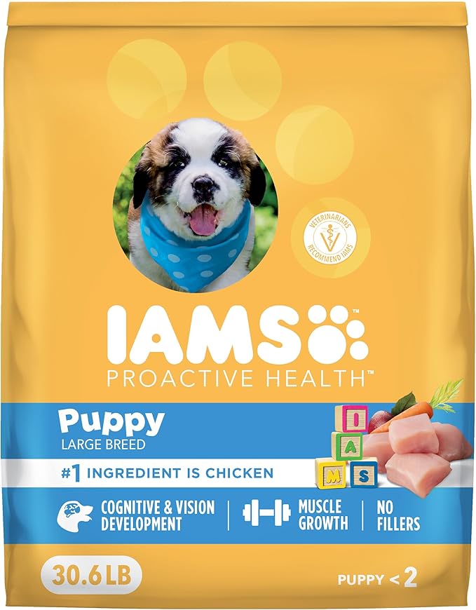 IAMS Proactive Health Large Breed Puppy Food with Real Chicken, 30.6 lb. Bag