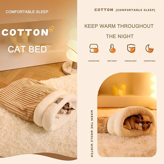 Cat Bed Cave-cat beds for Indoor Cats,Soft and Comfortable,Warm nest,Cute cat House,Semi-Enclosed cat Bed,Kitty pet hut,Hideaway,Winter Cat House (Basic)
