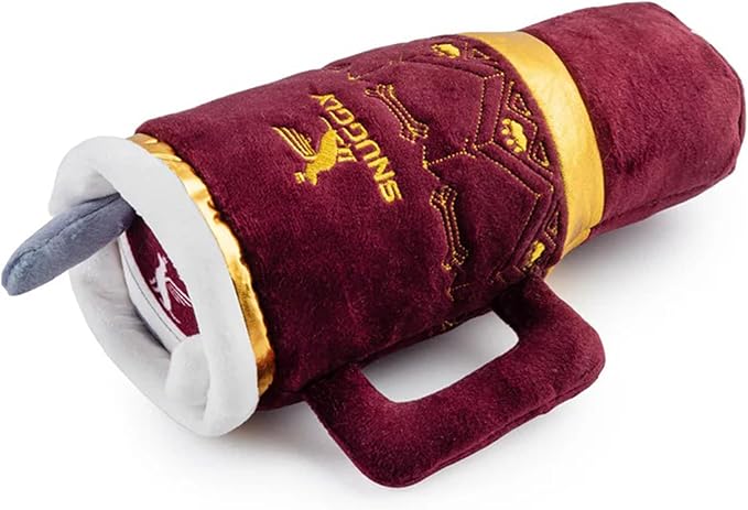 Haute Diggity Dog Holiday Snuggly Cup Plush Dog Toy for Small, Medium & Large Dogs, Interactive Funny Christmas Squeaky Toys, Soft, Durable, Machine-Washable, Safe & Cute Birthday Gift for Dogs, Red