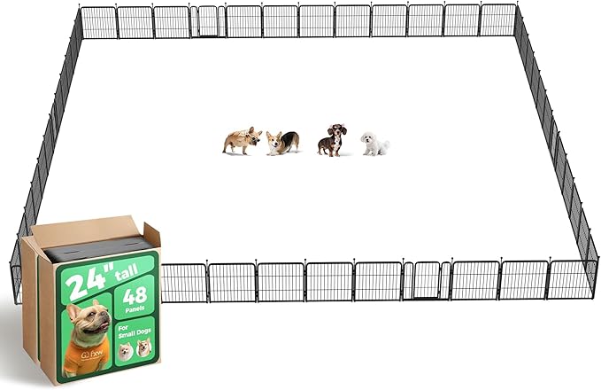 FXW Rollick Unleashed Dog Playpen for Indoor, Yard, RV Camping, 24 inch 48 Panels for Small and Puppy Dogs, Black│Patented