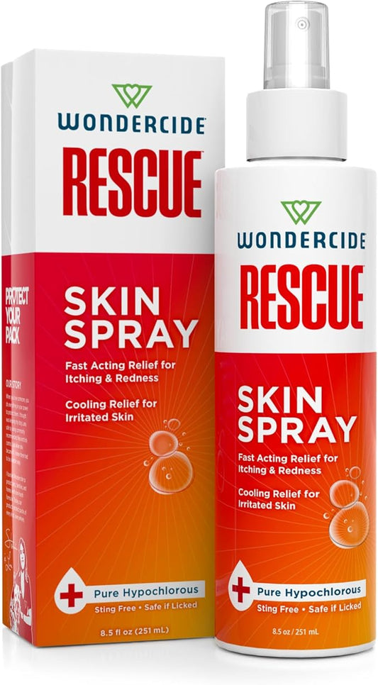 Wondercide Rescue - Skin Spray for Pets - Allergy Care, Rash, Redness, and Itch Relief for Dogs and Cats with Pure Hypochlorous - 8.5 oz