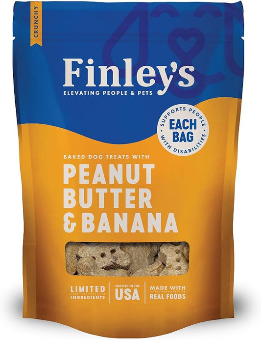 Finley's Peanut Butter & Banana Dog Biscuit Treats, All Natural, Limited Ingredient Dog Treats, 12 Ounce (Pack of 1)