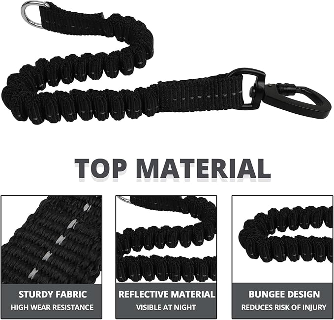 jenico Long Dog Leash 10FT: Heavy Duty Rope Leashes for Dogs Training with Swivel Lockable Hook Reflective Threads Bungee and Padded Handle - Dog Lead for Large Small Medium Dogs Outside Walking