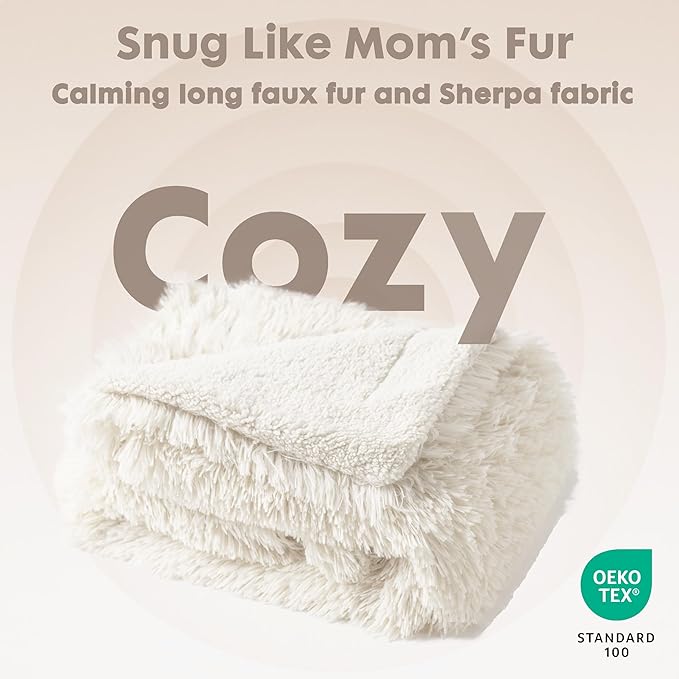 gogobunny Waterproof Dog Blanket for Large Dogs, Cats, Puppy, Reversible Faux Fur Pet Throw Blanket, Washable, Calming Furniture Protection for Sofa Bed (25x35 Inch (Pack of 1), Cream)