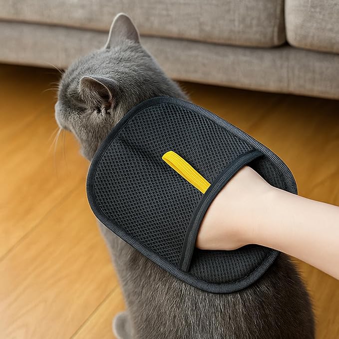 2 Pack Pet Glove for Cats Dogs, Hair Remover Mitt, Easy Clean Shedding Brush, Reusable Mesh Cleaning Glove, Gentle Massage & De-Shedding Tool