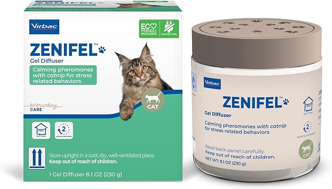 Virbac ZENIFEL Gel Diffuser for Managing Stress-Related Behaviors in Kittens & Cats - No Electricity Needed - Lasts Up to 2 Months