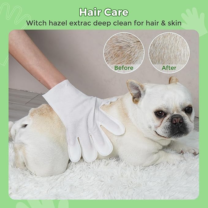 Vannon Extra Thick Pet Bathing Wipes for Dogs & Cats, Cleaning & Odor-Controlling Grooming Gloves, Nourish Fur Glove Wipes for Daily Care and Traveling, Rinse Free, Coconut Scent, 2 Pack, 12 PCS