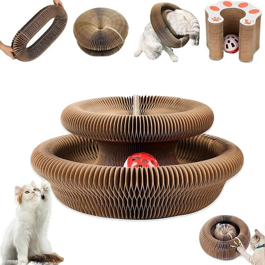 Kitty Curls Cat Toy,Magic Organ Cat Toy,Cat Scratcher for Grinding Claw Cardboard Cat Toys,Interactive Scratch Pad with Toy Ball