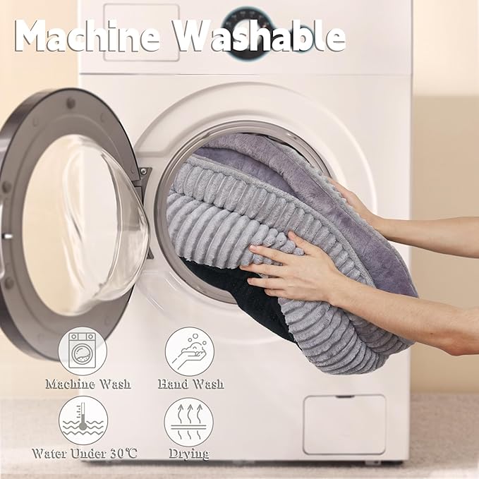 Dog Beds for Small Dogs, Puppy Kennel Bed - Round Cat Beds for Indoor Cats,Comfy Durable Pet Sleeping Bed, Washable Deluxe Plush Kitten Bed & Non-Slip Bottom, Gray 24" L x 24" W x 9" Th