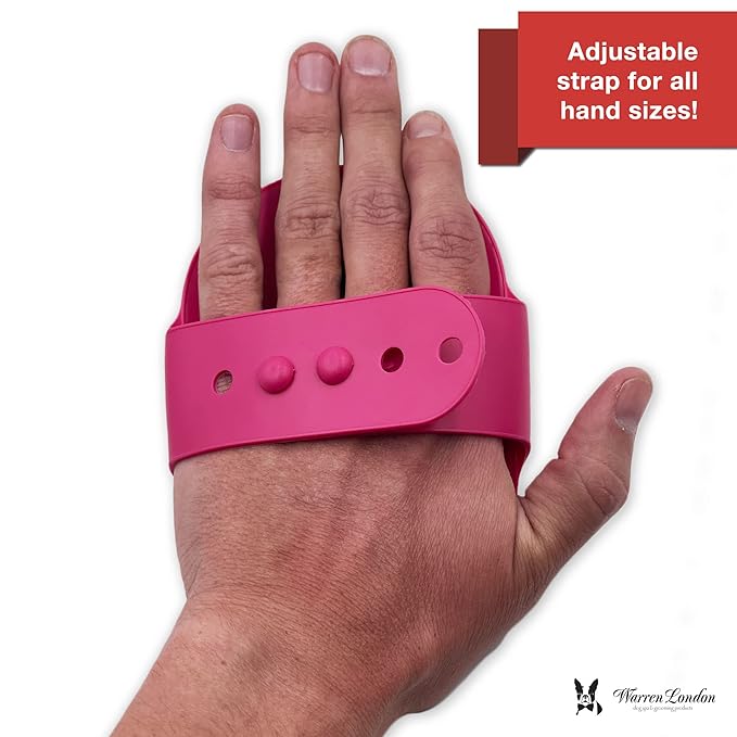 Warren London 2-in-1 Bath & Groom Brush for Dogs & Cats – Red Silicone Scrubber & Applicator for Shampoo, Hydrating Butter or Leave-In Conditioner – Gentle Massaging Grip