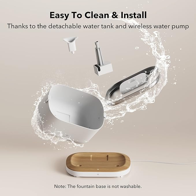 Bundle of PETLIBRO App Monitoring Cat Water Fountain with Wireless Pump, 2.5L/84oz Dockstream Pet Water Fountain for Cats Inside + 4 Packs Replacement Filters