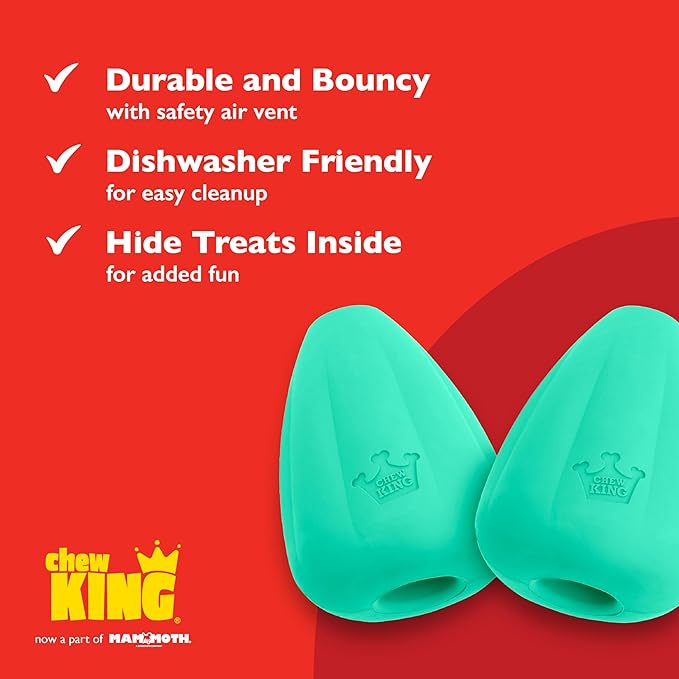 Chew King by Mammoth Premium Treat Dog Toy, XL, Extremely Durable Natural Rubber Toy, Pack of 2, All Breed Sizes