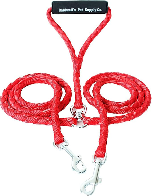 Caldwell's Pet Supply Co. Dual Dog Leash, Double Dog Leash for Two Dogs, Tangle Free, Heavy Duty Double Ended Tandem Leashes with Padded Handle, Tangle-Free Swivel, for Small, Medium or Large Dogs