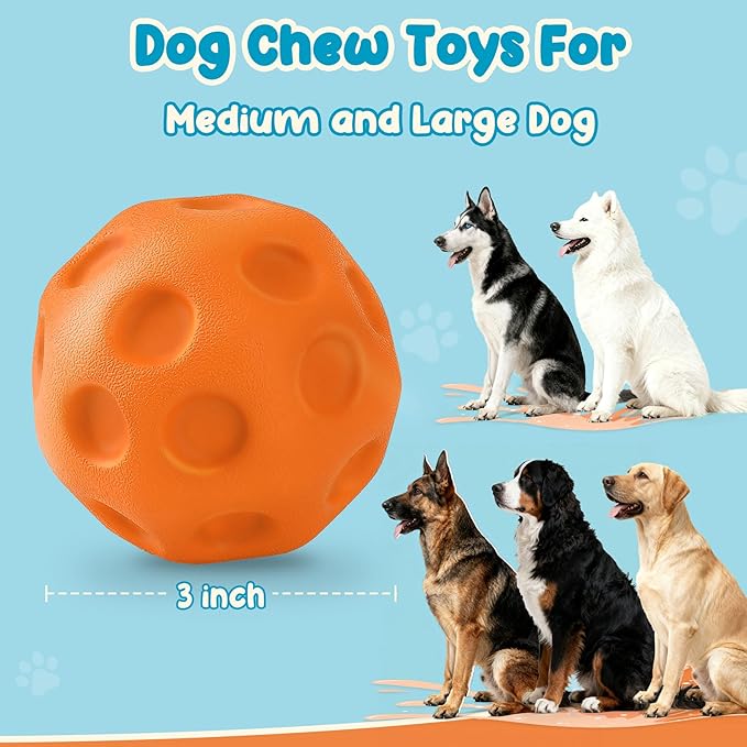 KIPRITII 3 Pack Dog Toys for Aggressive Chewers–High Bounce & Floating Rubber Balls,Dog Chew Toys for Medium & Large Breed Dogs
