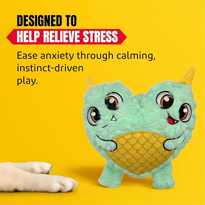 Bite Force - Durable & Strong Dog Toy Blue Two Headed Monster with Squeaker, Kevlar-Reinforced for Aggressive chewers.