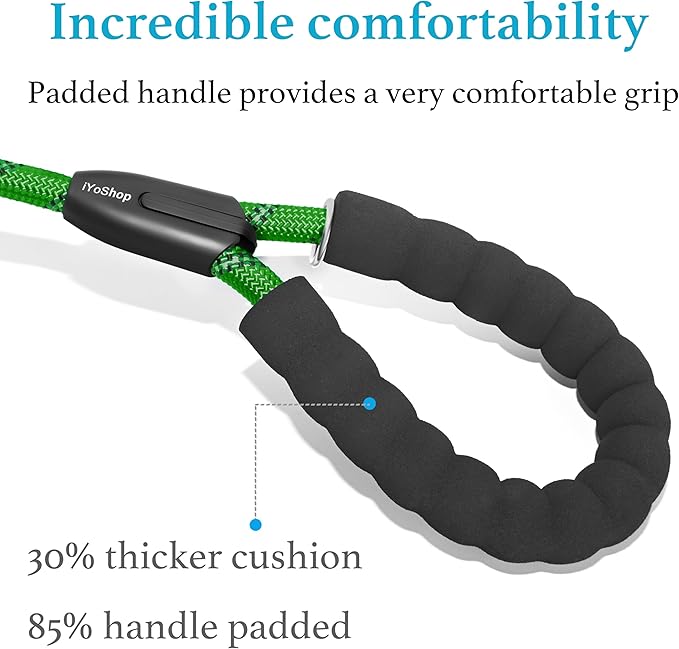 iYoShop Dual Dog Leash - 360° Swivel, No Tangle Walking Leash with Shock Absorbing Bungee for Two Dogs (Large, 25-150 lbs, Emerald)