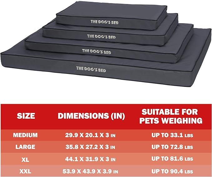 The Dog’s Bed Orthopedic Dog Bed, Large Grey with Black Trim, Waterproof, Supportive Dog Bed with Washable Replaceable Covers,Veterinary Approved