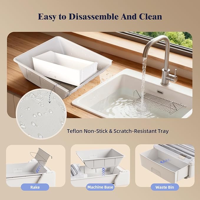 Robotail Automatic Litter Box, Self Cleaning Cat Litter Box with with Roomy Space, Open Top Cat Box for Multi Cats，Include 5Lb Compatible Cassava Litter