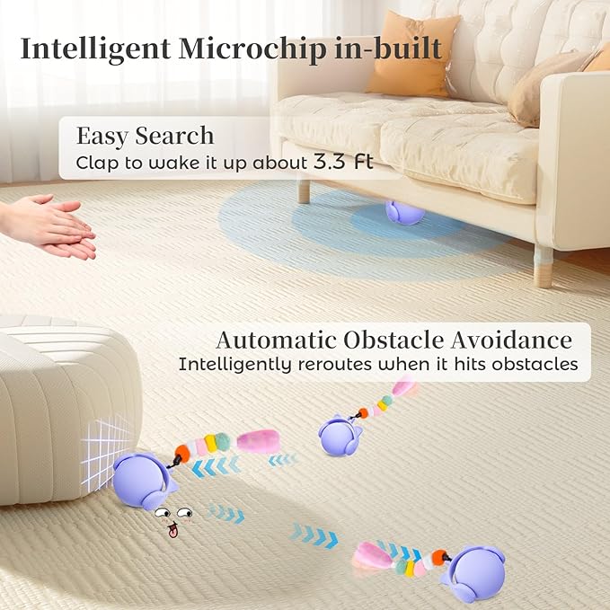 ORSDA Cat Toys for Indoor Cats, New Intelligent Voice Timing Touch Control Cats Ball, Simulate Mouse Sound Kitten Toy, Automatic Interactive Moving Cat Toy for All Ages