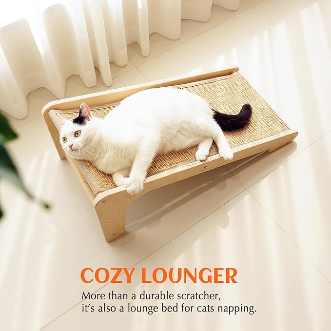 PETKARAY Cat Scratcher, Cat Sisal Scratching Ramp, L Shape Cat Scratch Pad for Indoor Cats, Wall Furniture Protector with Catnip Large