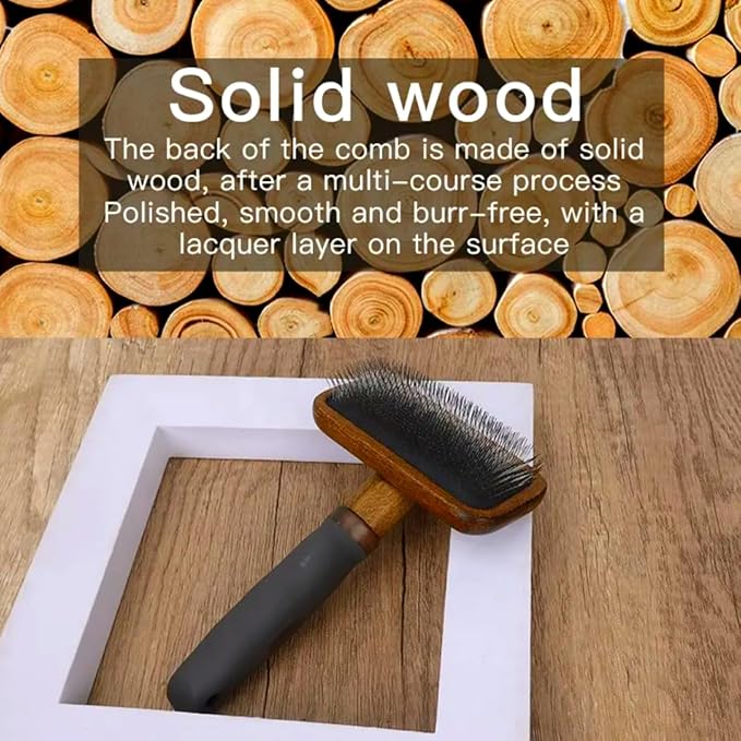 Premium Vintage Wooden Pet Grooming Brush – Durable Metal Bristles & Solid Wood Handle – Professional Pet Hair & Undercoat Remover – Perfect for Dogs & Cats