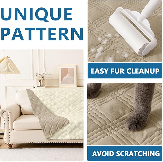 hyha Waterproof Dog Blanket, Reversible Pet Bed Blanket, Soft Sofa Couch Cover for Dogs Washable, Waterproof Pet Couch Covers for Sofa Puppy Cats Furniture Protector(82"x82", Taupe/Beige)