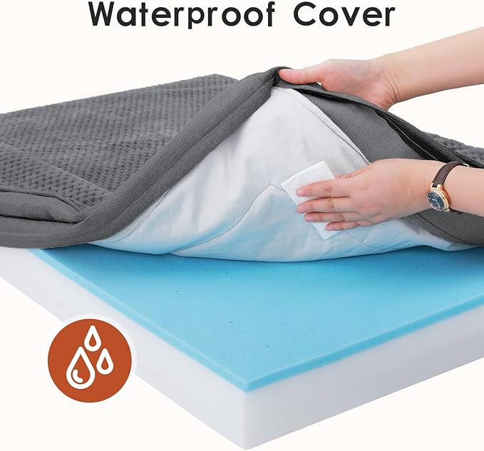 Orthopedic Dog Bed Medium Size Dog, Memory Foam Dogs Bed for Medium Dogs, Washable Removable Cover, Nonskid Bottom, Waterproof, for Indoor, Outdoor, Crate ＆ Car Use, 35x23x6 Inches, Dark Grey