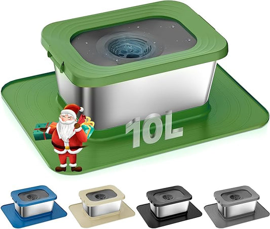 10L No Spill Dog Water Bowl, 2.6 Gal Stainless Steel No Splash Large Dog Water Bowl with Non-Slip Silicone Mat, Spill Proof Slow Drinking Pet Bowls for Messy Drinkers Indoor/Outdoor Use