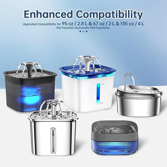 28 Pcs Cat Water Fountain Replacement Filters-14 Pack Cat Fountain Filters with 14 Pack Sponges, Enhanced Compatibility Pet Fountain Filter Fit for 95oz/2.8L 135oz/4L 67oz/2L Pet Drinking Fountain