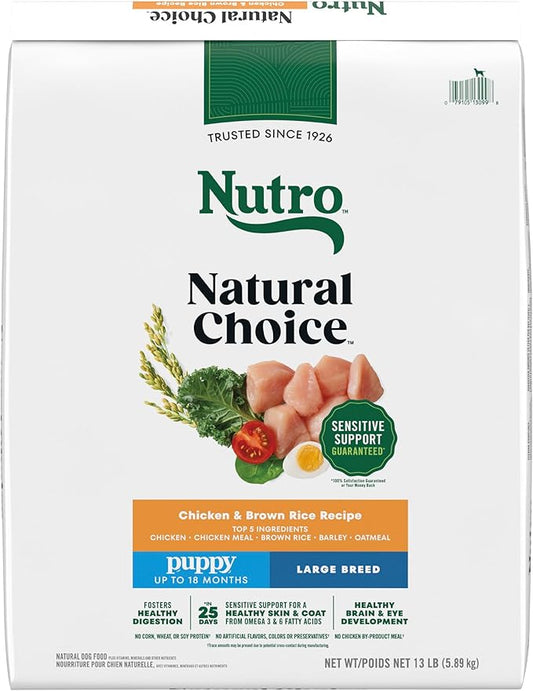 Nutro Natural Choice Large Breed Puppy Food Dry, Chicken & Brown Rice Recipe, 13 lb. Bag