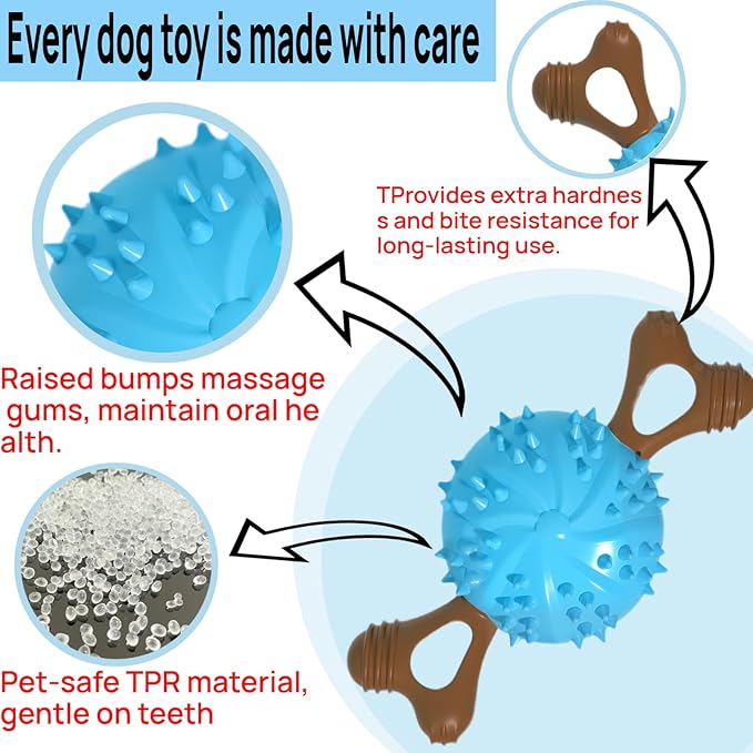 Indestructible Dog Chew Toy, Durable Chew Toy for Small and Medium Dogs, Interactive Bone Toy to Keep Dogs Busy, Teeth Cleaning Toy, Multifunctional Dog Toy for Treats/Cleaning/Chewin