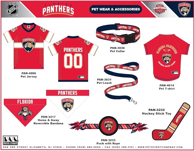 NHL Florida Panthers Stick Toy for Dogs & Cats. Play Hockey with Your Pet with This Licensed Dog Tough Toy Reward!