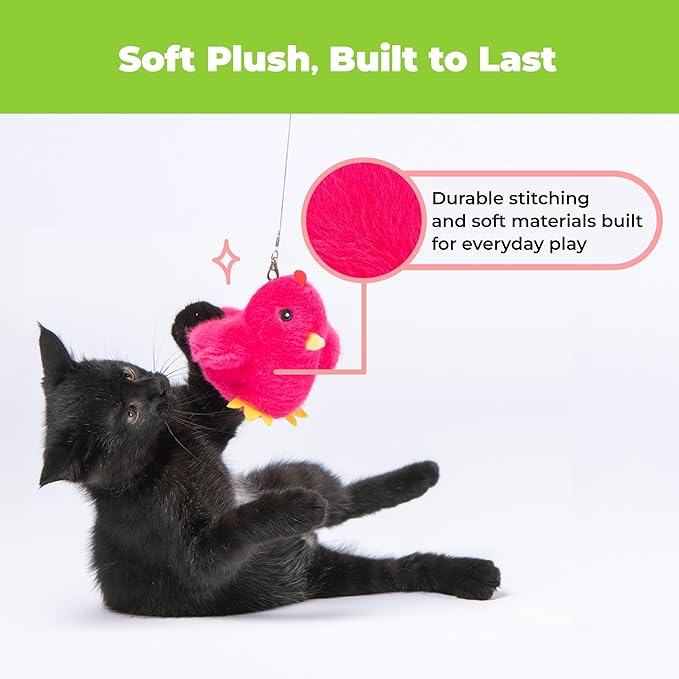 Catify by Best Pet Supplies Interactive Cat Toys – Plush, Motion-Activated & Squeaking Toys with Premium North American Catnip for Indoor Cats & Kittens - Flapping Chick, Fuchsia