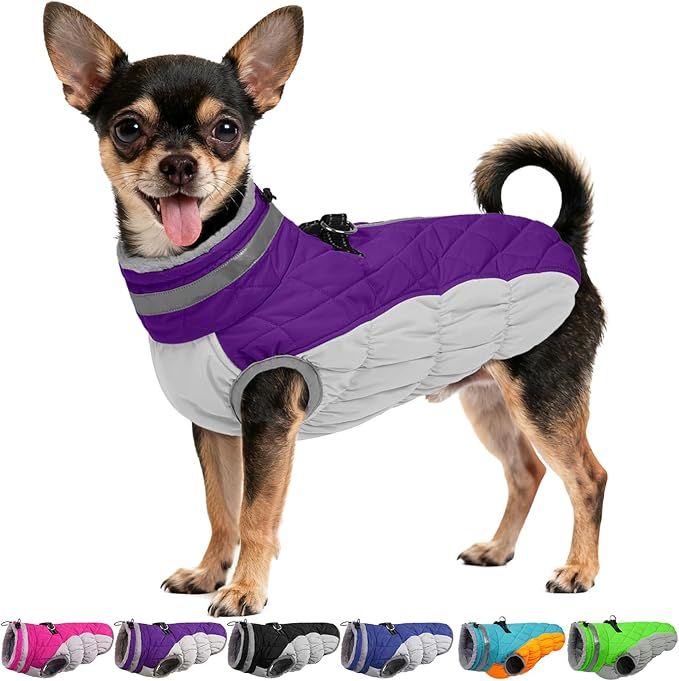 Dog Winter Jacket Cozy Reflective Waterproof Windproof Warm Pet Garment,Comfortable Cold Weather Fleece Apparel Outfits with Zipper Closure for Small Medium Large Dogs Puppy Walking,X-Small