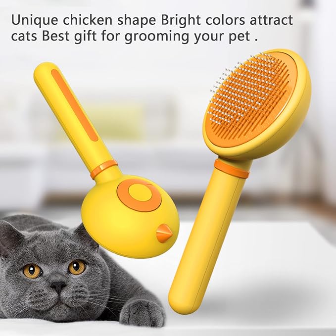 Cat Hair Brush with Release Button for Indoor Cats, Cat Grooming Brush for Long or Short Hair Dogs, Cat Combs for Pet Massage Self-Cleaning Cat Hair Brush