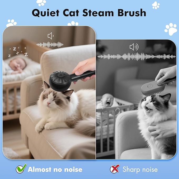 Cat Steam Brush, Cat Brushes for Indoor Cats Shedding with 2Steam Modes, Cats Hair Grooming Brush for Short and Long Haired Pets Dogs Hair Grooming
