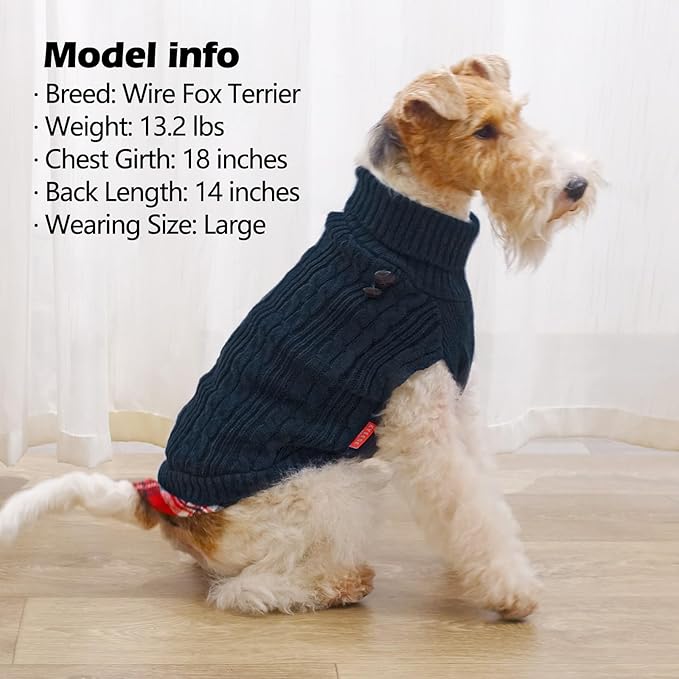 KYEESE Dog Sweater Warm Turtleneck Small Dogs Sweater Stretchy Comfy Pet Coat for Fall Winter Cold Weather Soft Pullover Dog Sweaters for Small Dogs Male